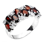 17.01 Ct Natural Mozambique Garnet, White Cubic Zirconia Solid 925 Sterling Silver Ring Size 7