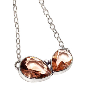 Handmade Morganite Pears Gemstone .925 Sterling Silver Necklace