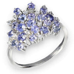 Natural Unheated Tanzanite and AAA White Cubic Zirconia Ring in Solid .925 Silver Size US 8 /Q