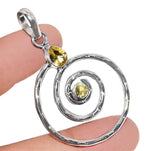 Handmade Sunny Citrine Mixed Shape Gemstones Spiral Pendant in 925 Sterling Silver