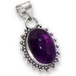 Handmade Antique Style Purple Amethyst Oval Gemstone 925 Silver Pendant