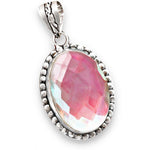 Handmade Aqua Pink Fire Topaz Gemstone .925 Sterling Silver Pendant