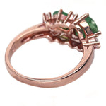 Natural Brazilian Emerald Ovals and AAA White Cubic Zirconia Solid .925 Silver White gold Ring Size 7.25 OR O1/2