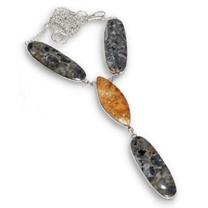 Natural Maligano Jasper Gemstone .925 Sterling Silver Necklace