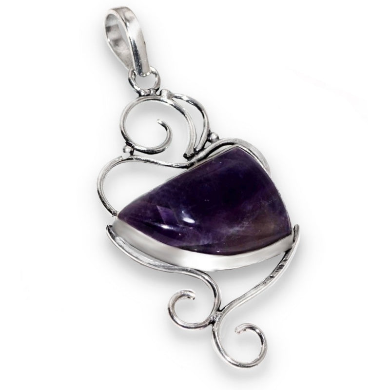 Handmade Unique Purple Amethyst Gemstone 925 Silver Pendant