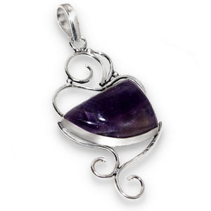 Handmade Unique Purple Amethyst Gemstone 925 Silver Pendant