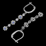 Alluring Natural Unheated Tanzanite White Cubic Zirconia Solid .925 Silver & White Gold Earrings