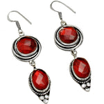 Handmade Red Rainbow Fire Topaz Garnet Gemstone .925 Sterling Silver Earrings