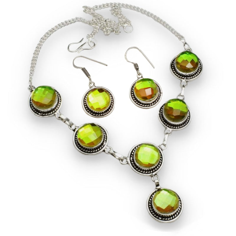 Handmade Rainbow Mystic Fire Topaz Gemstone .925 Sterling Silver Necklace and Earrings Set (Copy)