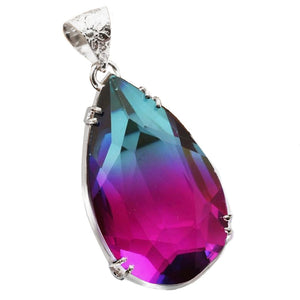 Handmade Pear Shape Bi -Colour Tourmaline .925 Silver Pendant