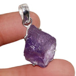 Handmade Natural Purple Amethyst Rough Gemstone 925 Silver Pendant