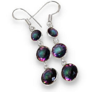 Handmade Dainty Rainbow Mystic Topaz .925 Silver Drop Dangle Earrings