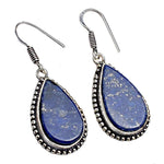 Natural Lapis Lazuli Pear Shape Gemstone .925 Silver Earrings