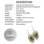 Peruvian Natural Golden Pyrite in Magnetite set in Solid .925 Sterling Silver Earrings