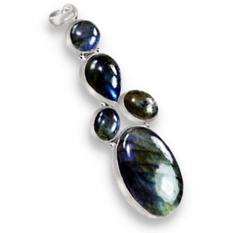 Natural Fiery Labradorite Gemstone .925 Silver Pendant