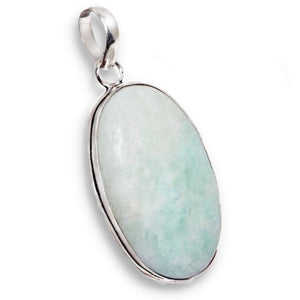 Rare Natural HemImorphite Crystal Oval Gemstone .925 Sterling Silver Pendant