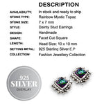 Handmade Antique Style Rainbow Mystic Topaz  925 Silver Stud Earrings