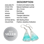 Natural Larimar Gemstone .925 Silver Earrings