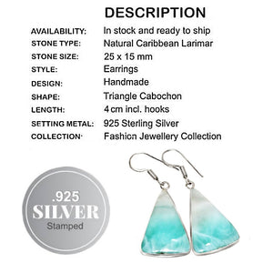 Natural Larimar Gemstone .925 Silver Earrings