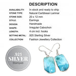 Natural Larimar Gemstone .925 Silver Earrings