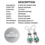 Natural Amazonite Gemstone .925 Sterling Silver Plated Earrings