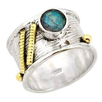 Natural Canadian Blue Labradorite Solid .925 Sterling Silver Ring Size US 8/ Q