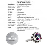 Handmade Dainty Mystic Rainbow Topaz Round Gemstone Ring .925 Sterling Silver. Size 8.5 or Q 1/2