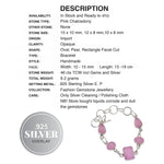 Dainty Mixed Shapes Pink Chalcedony Gemstone .925 Sterling Silver Bracelet