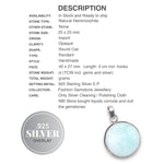 Rare Natural HemImorphite Crystal Round Gemstone .925 Sterling Silver Pendant