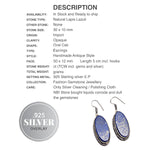 Handmade Natural Lapis Lazuli Oval Shape Gemstone .925 Silver Earrings