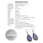 Natural Lapis Lazuli Pear Shape Gemstone .925 Silver Earrings