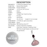 Natural Rose Quartz , Purple Amethyst Mixed Shape Gemstones .925 Sterling Silver Pendant