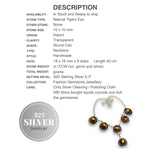 Natural Tigers Eye Round Cab Gemstones .925 Sterling Silver Necklace