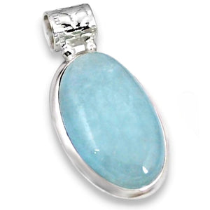 16.48 ct Natural Aquamarine Gemstone Solid .925 Sterling Silver Pendant