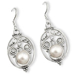 Indonesian Bali- Natural Freshwater White Pearl , Solid .925 Sterling Silver Earrings