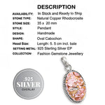 Natural Copper Rhodochrosite Gemstone .925 Sterling Silver Pendant