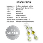 Faceted Citrine, Golden Rutile Quartz set in .925 Sterling Silver Plated Earrings