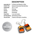 New Arrival Indonesian Bumble Bee Jasper .925 Silver EP Earrings