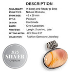 Natural Mookaite Oval Gemstone .925 Sterling Silver Pendant