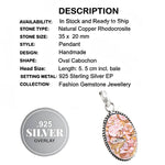 Natural Copper Rhodochrosite Gemstone .925 Sterling Silver Pendant