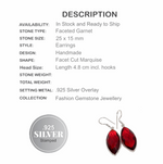 Faceted Garnet Marquise Gemstone .925 Silver Earrings - BELLADONNA