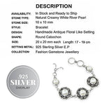 Creamy White River Pearl Antique style. 925 Sterling Silver Bracelet