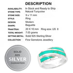 Modern Natural Turquoise, Gemstone Solid .925 Silver Ring Size US 8 / Q