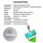 Natural Sleeping Beauty Turquoise, Australian Gaspeite Solid .925 Sterling Silver Pendant