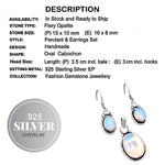 Fiery Opalite .925 Silver Pendant And Earrings Set