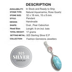 Handmade Natural Aquamarine, Rose Quartz Gemstone .925 Sterling Silver Pendant