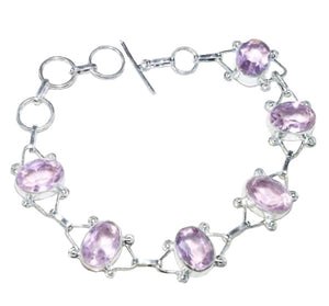 Handmade Pink Topaz Oval Gemstone .925 Silver Bracelet