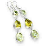 Faceted Citrine, Golden Rutile Quartz set in .925 Sterling Silver Plated Earrings