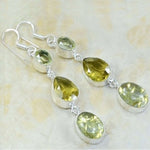 Faceted Citrine, Golden Rutile Quartz set in .925 Sterling Silver Plated Earrings