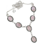 Handmade Naturasl Rose Quartz Necklace .925 Sterling Silver